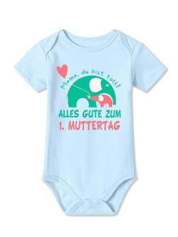 BesserBay Baby Unisex Strampler Alles Gute zum 1. Muttertag Kurzarm Blau Muttertagsgeschenk Body 3-6 Monate von BesserBay