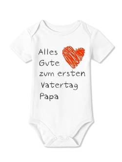 BesserBay Baby Unisex Strampler Kurzarm Alles Gute zum ersten Vatertag Weiß Vatertagsgeschenk Body 3-6 Monate von BesserBay