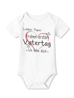 BesserBay Baby Unisex Strampler Kurzarm Frohen Ersten Vatertag Ich Liebe Dich Weiß Vatertagsgeschenk Body 3-6 Monate von BesserBay