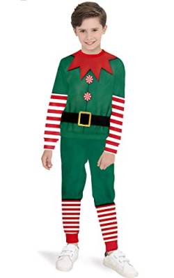 BesserBay Children Christmas Weihnachtskostüm Hosen und Shirt mit Lustige Drucke und Knopf Rot 116 von BesserBay