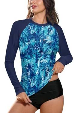 BesserBay Damen Bademode Rash Guard UV Shirts Langarm Surf Shirt Schwimmen Tankini Badeshirts UPF 50+ 19B3 S von BesserBay