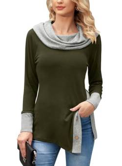 BesserBay Damen Buissnes Pendler Pullover Grün Sweatshirt Langärmelig mit großem Kragen Oberteile XL von BesserBay