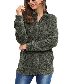 BesserBay Damen Geschmeidig Lang Arme Fleece Sweat Shirt mit Full Zip und Rundem Ausschnitt M von BesserBay