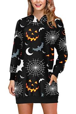 BesserBay Damen Halloween Thema Party Women Farblich Kostume mit Kürbis Drücke Langärmeln Party Dress Schwarz L von BesserBay