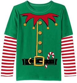 BesserBay Girl Christmas Themen T-Shirt Rundhals Funny Druck mit kleine Spazierstöcke Oberteil 152 von BesserBay