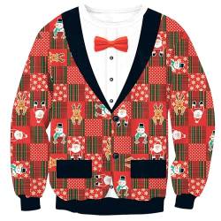 BesserBay Herren Weihnachten Freizeit Sweat-Shirt Bündchen Hochwertig Bedrucke Rote Schleife XL1 von BesserBay