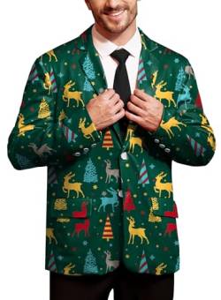 BesserBay Herren Weihnachtsblazer Langarm Sakkos Slim Fit Blazer Freizeit Xmas Kostüm Blazer XL von BesserBay