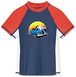 BesserBay Jungen Kinder Druck Badeshirt UV Shirt Navy Rot mit UV-Shutz Swimsuit Bademode Rashguard 150 von BesserBay