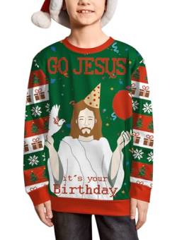 BesserBay Jungen Weihnachten Party Warm Sweatshirt mit Rundhals und Funny Druck Taube Jesus 4 Jahre von BesserBay