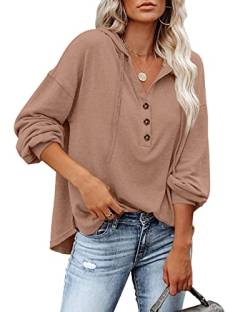 BesserBay Kapuzenpullover Frauen Fallendes Langärmeliges Shirt mit Schicken Bündchen Noos Lotusfarbe XXL von BesserBay