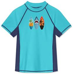 BesserBay Kinder Druck Kinder Badeshirt Blau Swimsuit Bademode UV Shirt mit UV-Shutz Rashguard 150 von BesserBay