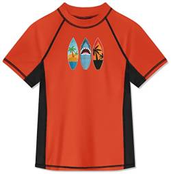 BesserBay Kinder Druck Kinder Badeshirt Rot Swimsuit Bademode UV Shirt mit UV-Shutz Rashguard 150 von BesserBay
