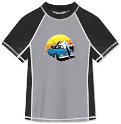 BesserBay Kinder Grau Schwarz Top Badeshirt UV Shirt mit UV-Shutz Swimsuit Bademode Kurzarm Rashguard 120 von BesserBay