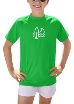 BesserBay Kinder Rundhals UPF 50+ Badeshirt Bademode Schwimmshirt UV Shirt Grün UV-Shutz Rashguard 110 von BesserBay