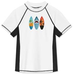 BesserBay Kinder Rundhals UPF 50+ Badeshirt Bademode Schwimmshirt UV Shirt mit UV-Shutz Weiß Rashguard 150 von BesserBay