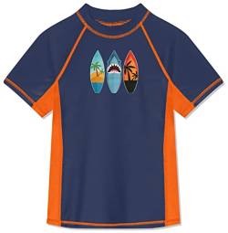 BesserBay Kinder Rundhals UPF 50+ Badeshirt Bademode Swimsuit UV Shirt Dunkelblau UV-Shutz Rashguard 150 von BesserBay