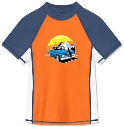 BesserBay Kinder Top Orange Badeshirt Schwimmshirt Bademode UV Shirt mit UV-Shutz Kurzarm Rashguard 130 von BesserBay
