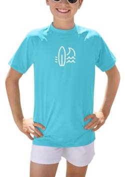 BesserBay Kinder UPF 50+ Rundhals Badeshirt Blau UV-Shutz Bademode UV Shirt Schwimmshirt Rashguard 120 von BesserBay