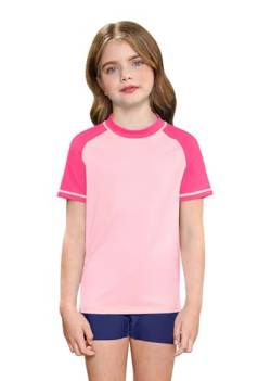 BesserBay Mädchen Sonnenschutz Shirt Kurze Ärmel Rash Guard Kinder Schwimmshirt A8 120 von BesserBay