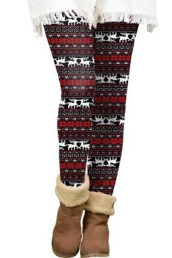 BesserBay Weihnachten Damen High Waist Leggings Gefütterte Winter Stretch Thermoleggings XL von BesserBay