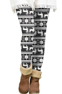 BesserBay Weihnachten Damen Innenfleece Leggings Warm Teddy High Waist Winterleggings S von BesserBay