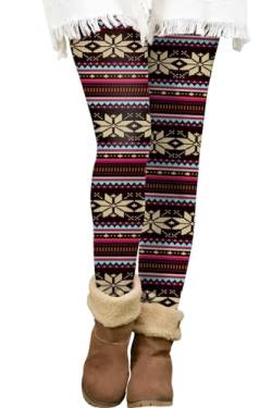 BesserBay Weihnachten Damen Innenfleece Leggings Warm Teddy Hohe Taille Winterleggings S von BesserBay