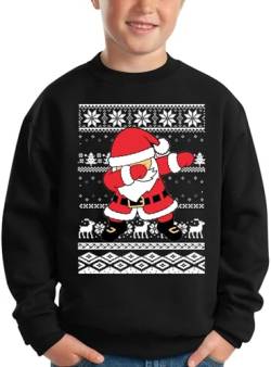 BesserBay Weihnachten Kinder Weihnachtspullover Weihnachtsmann Druck Sweatshirt Schwarz Unisex Pullover 110 von BesserBay