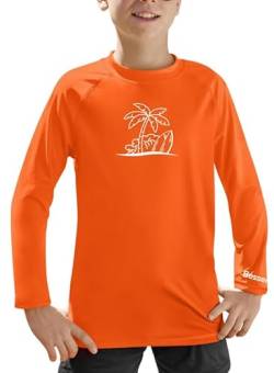 Kinder Lange Ärmel UV Shirt Schnelltrocknend UPF 50+ Sonnenschutz Rashguard Orange 140 von BesserBay