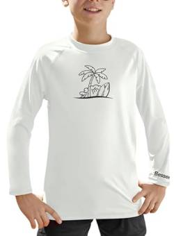Kinder Rundhals UV Shirt UPF 50+ Sonnenschutz Schnelltrocknend Rashguard Weiß 140 von BesserBay