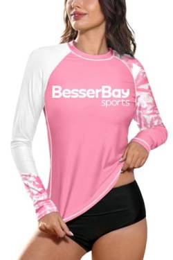 Rash Guard Damen Atmungsaktive Dehnbare Schwimmshirt Sonnenschutz Surfshirt Stehkragen Langarm UV Shirt 18B2 38 EU/Medium von BesserBay