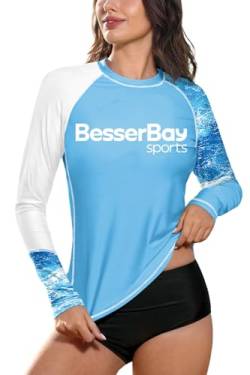 Rash Guard Damen Bequeme Schwimmshirt Langarm Surfshirt Stehkragen Sonnenschutz UV Shirt 18B3 42 EU/XL von BesserBay