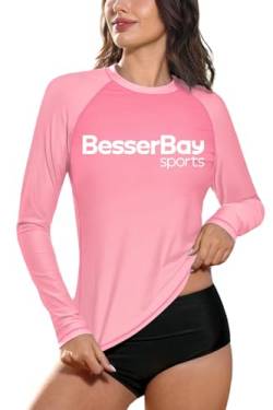 Rash Guard Damen Bequeme Schwimmshirt Sonnenschutz Surfshirt Stehkragen Langarm UV Shirt 19C4 42 EU/XL von BesserBay