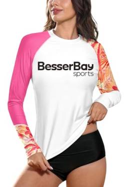 Rash Guard Damen Dehnbare Atmungsaktive Schwimmshirt Surfshirt Sonnenschutz Stehkragen Langarm UV Shirt 18B1 40 EU/Large von BesserBay