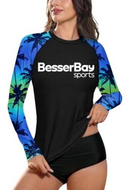 Rash Guard Damen UPF 50+ Schwimmshirt Surfshirt Sonnenschutz Stehkragen Langarm UV Shirt 17A9 40 EU/Large von BesserBay