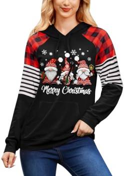 Weihnachten Damen Party Hoodie mit Tasche Langarm Lustige Christmas Kapuzenpullover Schneemann M von BesserBay