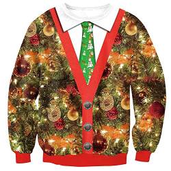 Weihnachten Herren 3D Gedruckt Grafik Pullover Langarm Rundhals Lustige Christmas Sweatshirt Gelb L von BesserBay