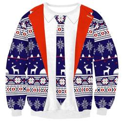Weihnachten Unisex Hässliche Pullover Rundhals Langarm Lustige Christmas Sweatshirt Blau M von BesserBay