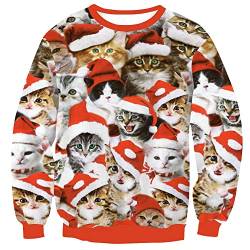 Weihnachten Unisex Ugly Weihnachtspulli Christmas Rundhals Lustige Langarm Sweatshirt Rot XL von BesserBay