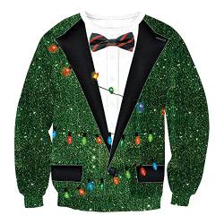 Weihnachten Unisex Ugly Weihnachtspullover Lustige Christmas Langarm Rundhals Sweatshirt Grün XL von BesserBay