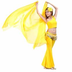 Best Dance Damen Chiffon-Schal, großer Schleier, goldfarbener Rand Gr. Einheitsgröße, gelb von Best Dance