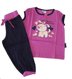 Best Deal Market Mädchen Shorty mit Capri-Hose pink Gr. 116-122 Schlafanzug Kurze Nachtwäsche luftig weich Baumwolle 100% von Best Deal Market