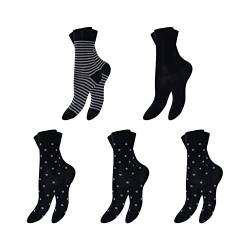 BestSale247 10 Paar Damen Mädchen Motiv Socken mit Komfortbund aus Baumwolle (Schwarztöne / 10 Paar, 39-42) von BestSale247