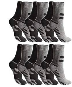 BestSale247 12 Paar Herren Thermo Socken Baumwolle (Schwarz/Grau | 43-46) von BestSale247