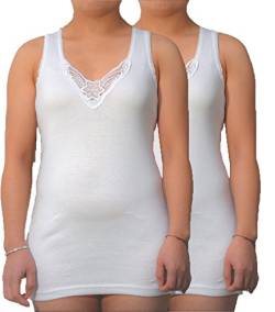 BestSale247 2 Stück Damen Unterhemden in Weiß aus 100% gekämmte Baumwolle (Weiß | 36-38) von BestSale247