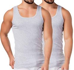 BestSale247 2er Pack Herren Classic Unterhemd -Tank Top - Supergekämmte 100% Baumwolle (Grau-Melange, 10 | 4XL) von BestSale247