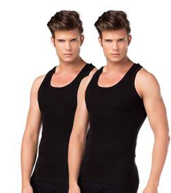 BestSale247 2er Pack Herren Classic Unterhemd -Tank Top - Supergekämmte 100% Baumwolle (Schwarz, 9 | 3XL) von BestSale247