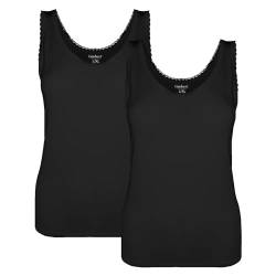 BestSale247 2er Pack Unterhemd für Damen mit Spitze aus weichem Bambusstoff (2 Stück/Schwarz, L-XL) von BestSale247