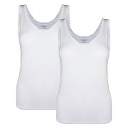 BestSale247 2er Pack Unterhemd für Damen mit Spitze aus weichem Bambusstoff (2 Stück/Weiß, L-XL) von BestSale247