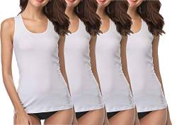 BestSale247 4 Stück Damen Unterhemden - Tank Top aus 100% gekämmte Baumwolle (Tank Top Weiß, 56-58) von BestSale247