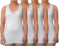 BestSale247 4 Stück Damen Unterhemden in Weiß aus 100% gekämmte Baumwolle (Weiß | 36-38) von BestSale247